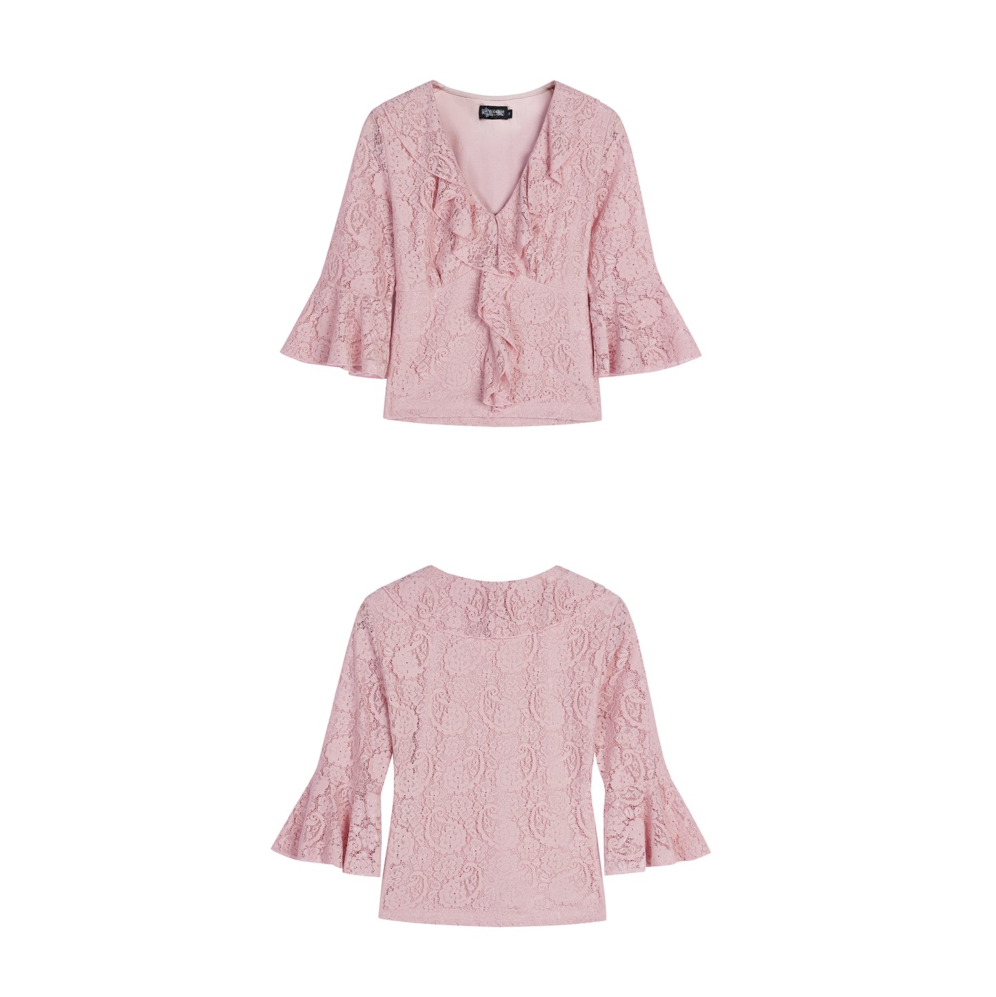 Pink Lace Ruffle Collar Top & Mirco Mini Skort