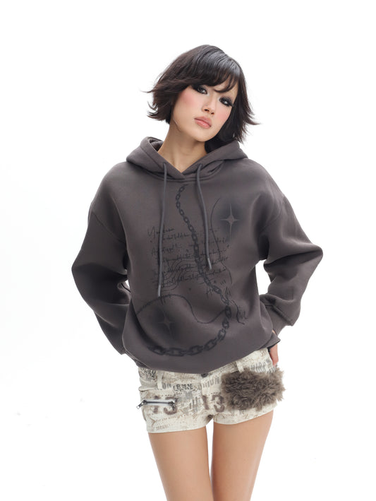 Grey Fleece Lined Oversized Hoodie