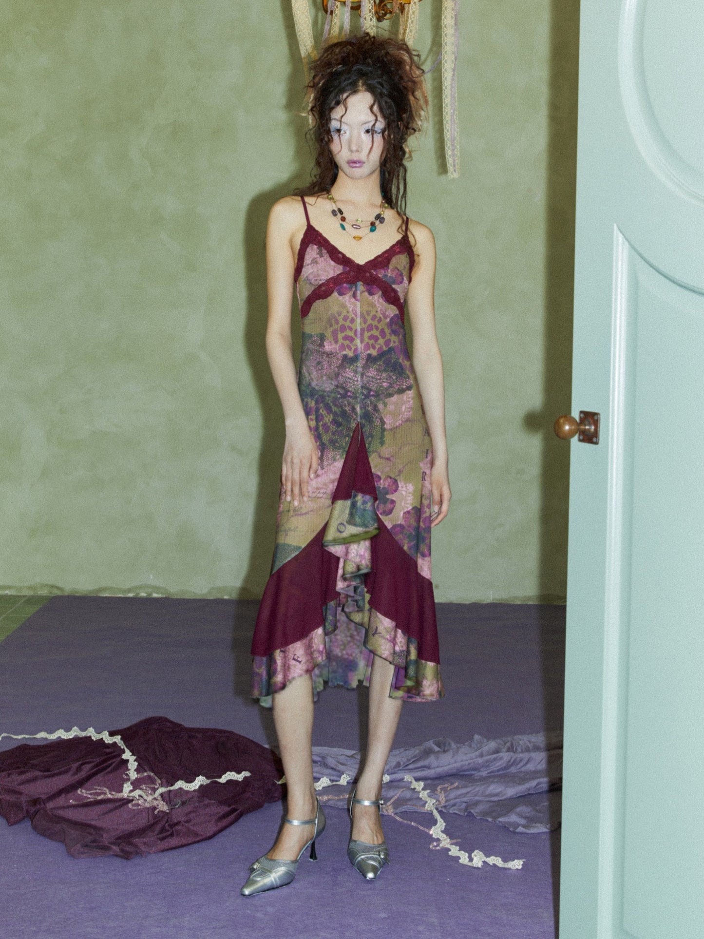 Floral Patterned Lace Mesh Dress