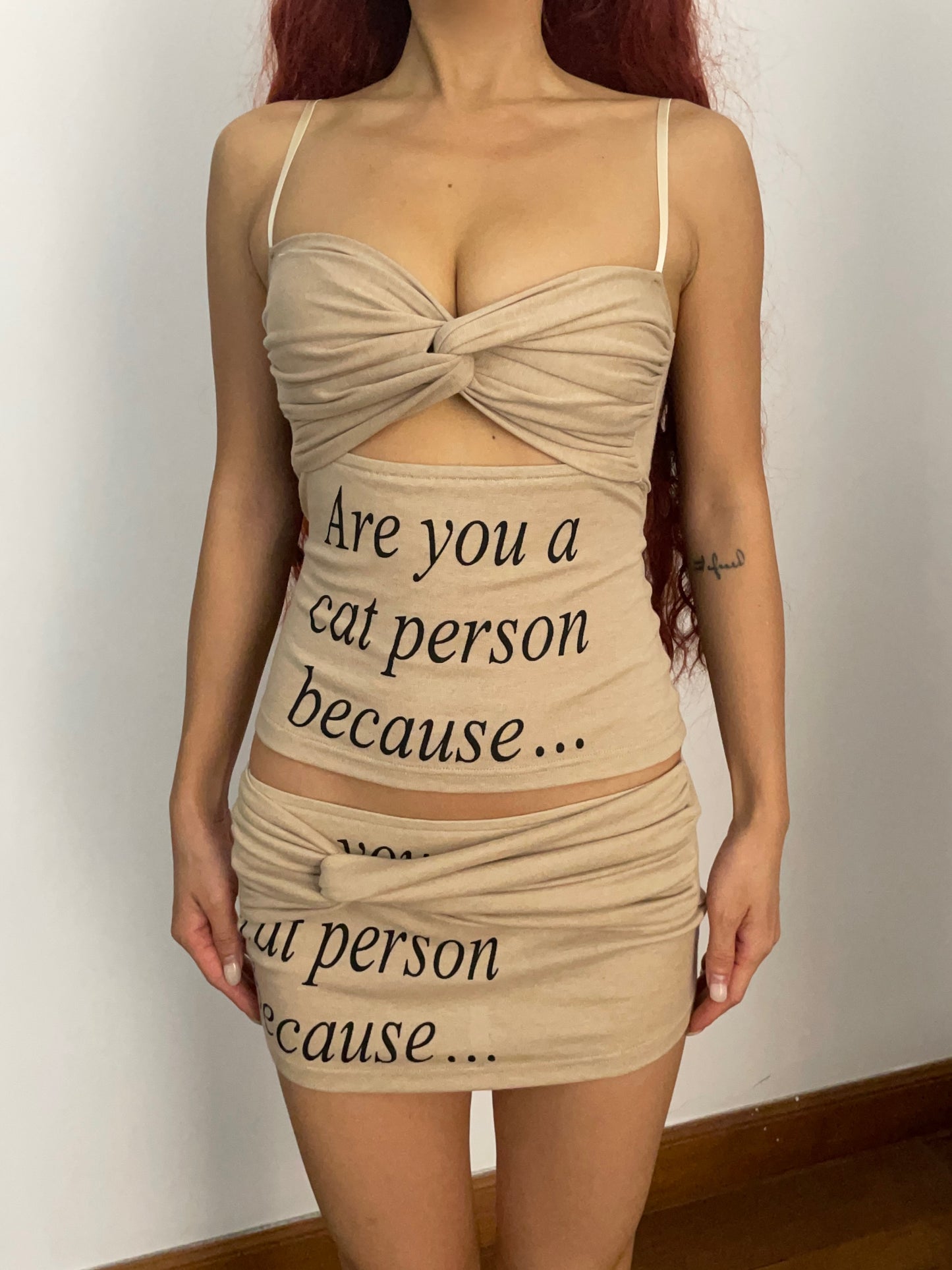 'Are You A Cat Person' Cami Top & Mini Skirt
