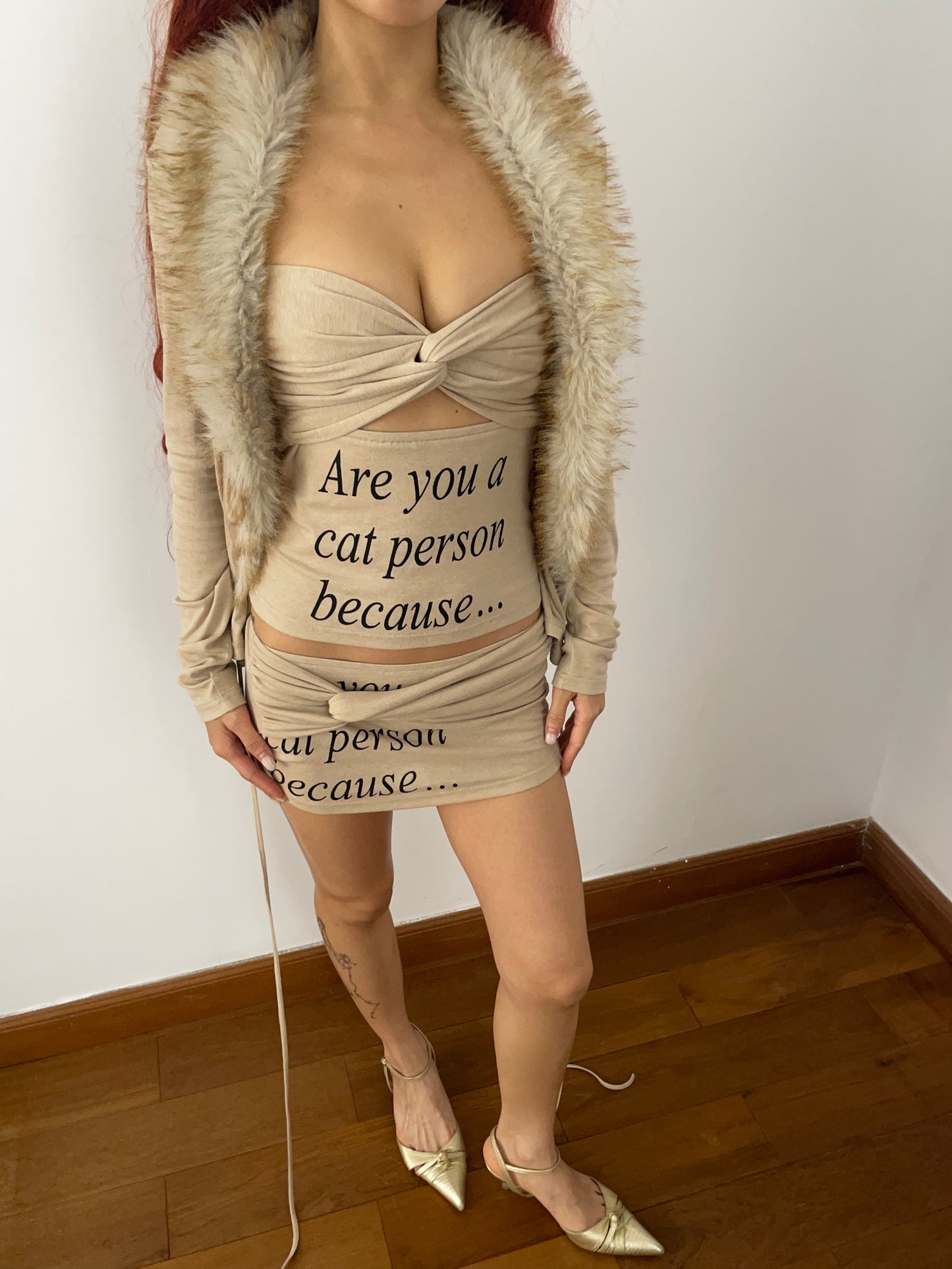 'Are You A Cat Person' Cami Top & Mini Skirt