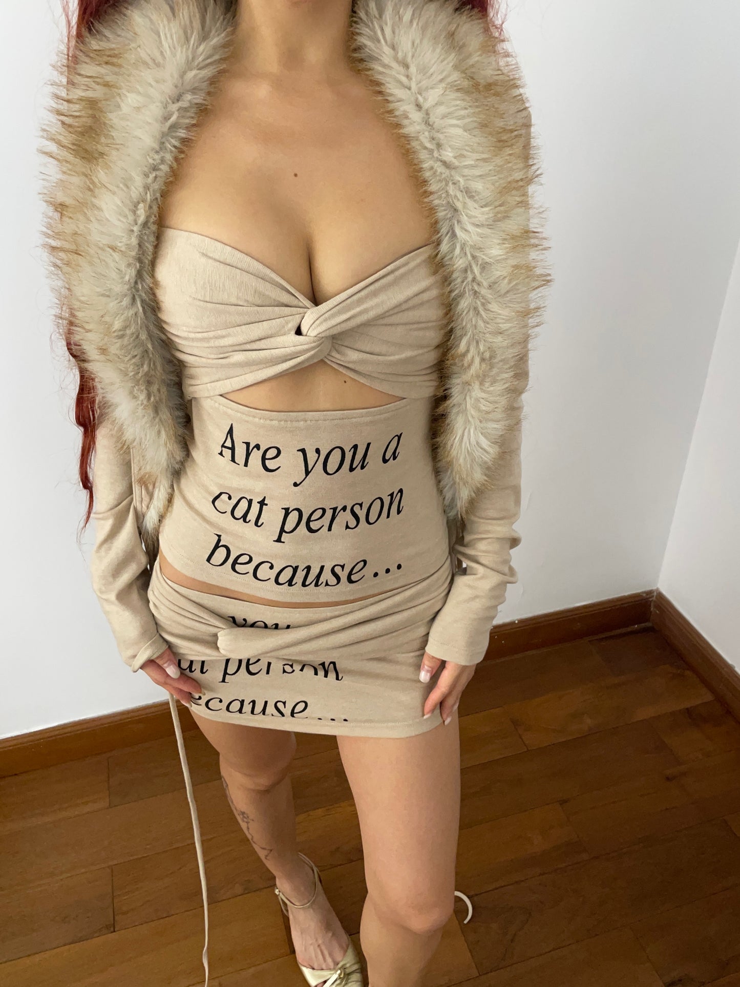 'Are You A Cat Person' Cami Top & Mini Skirt