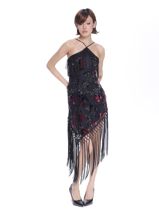 Valencia Floral Fringe Dress