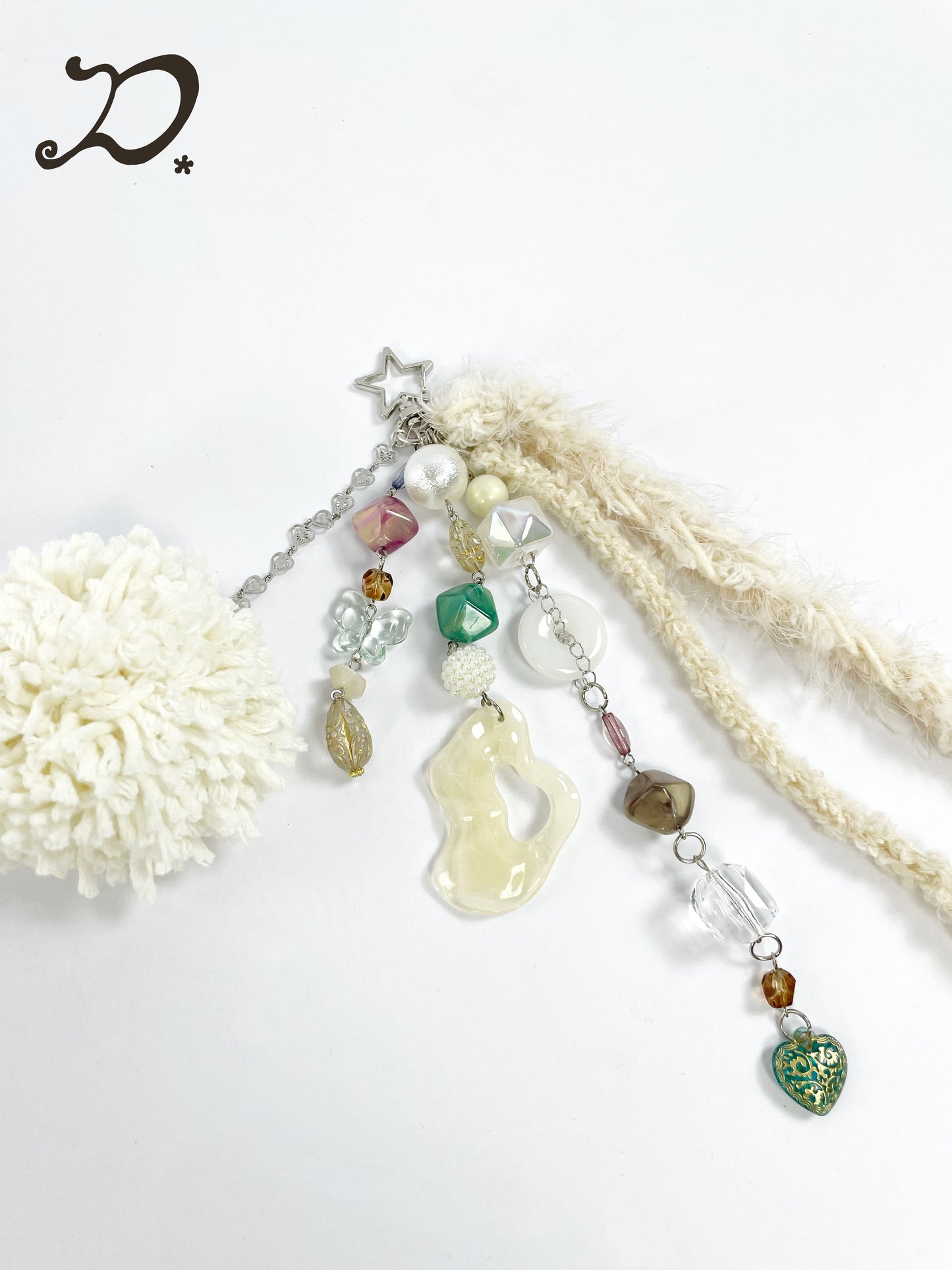 Handmade Hstar Pom-pom Beaded Key Chains