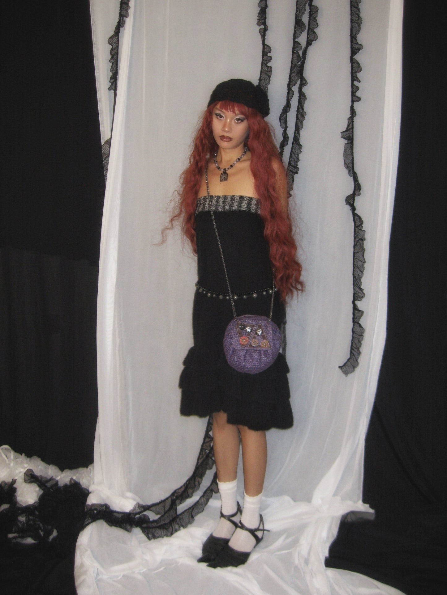 Black Ruffled Knit Mermaid Skirt