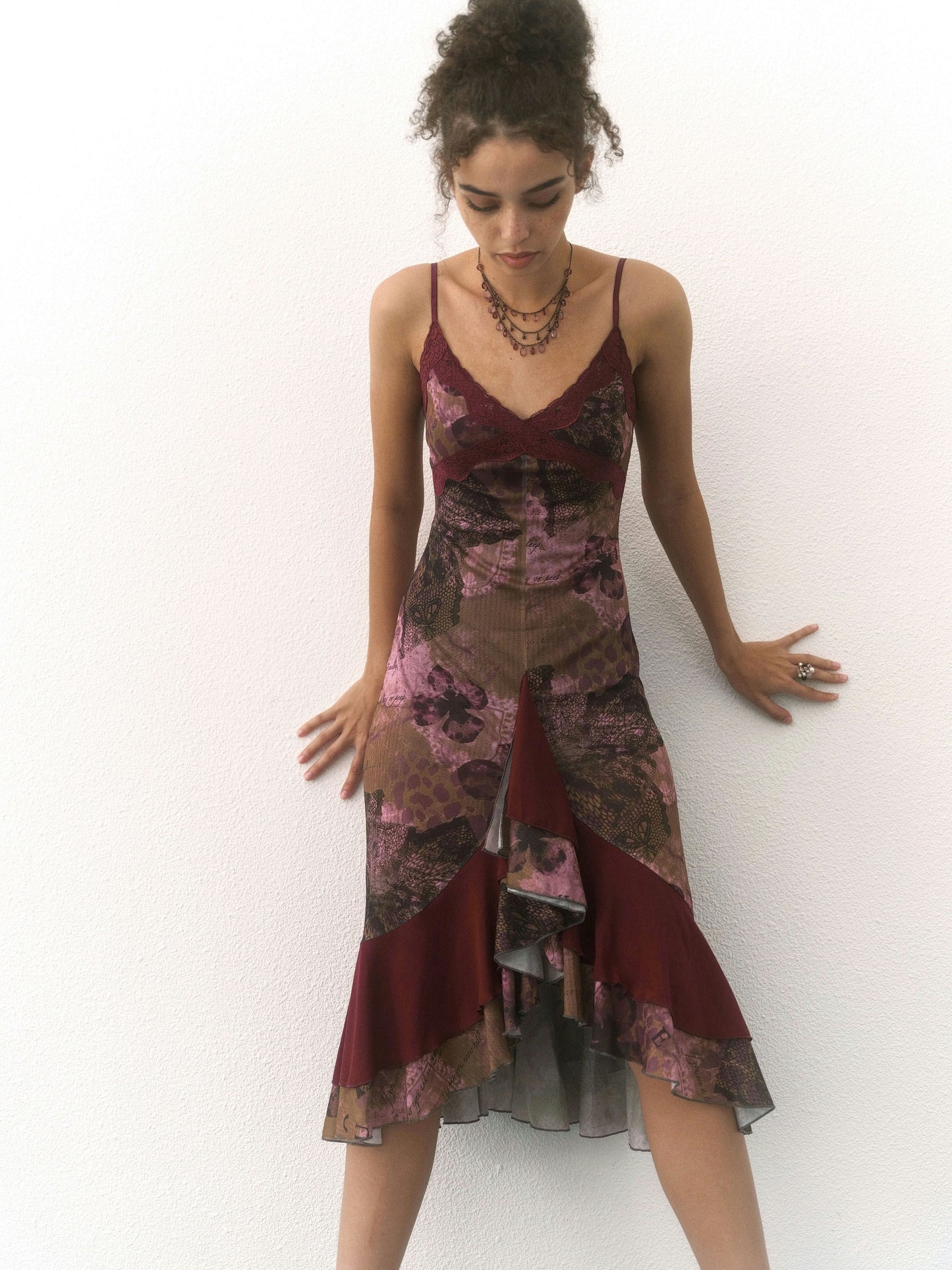 Floral Patterned Lace Mesh Dress