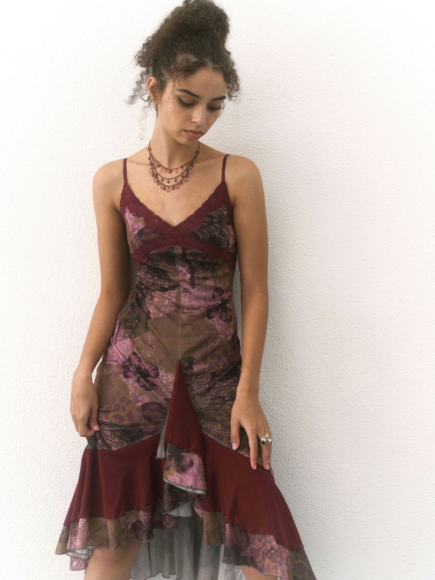 Floral Patterned Lace Mesh Dress