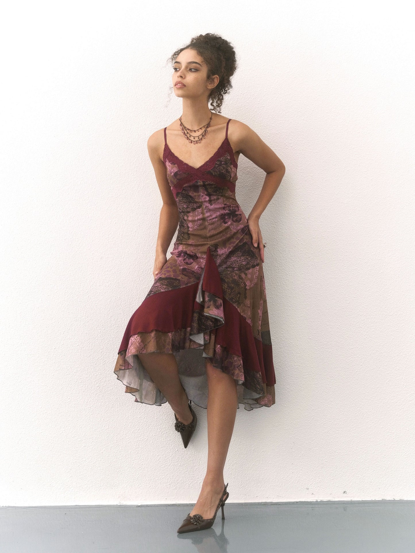 Floral Patterned Lace Mesh Dress