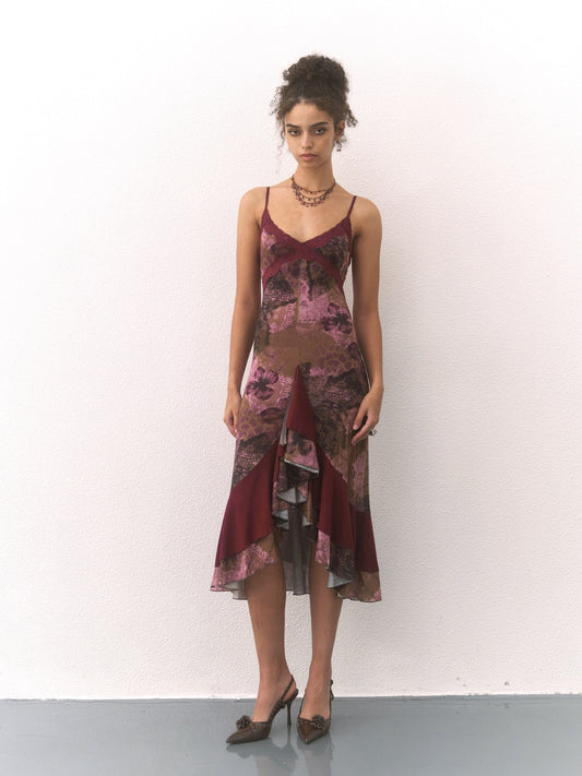 Floral Patterned Lace Mesh Dress