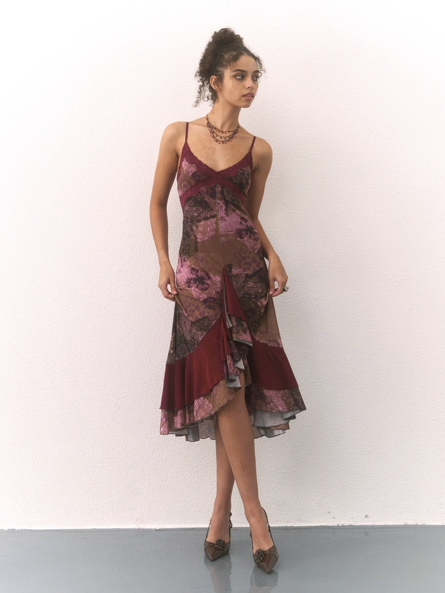 Floral Patterned Lace Mesh Dress