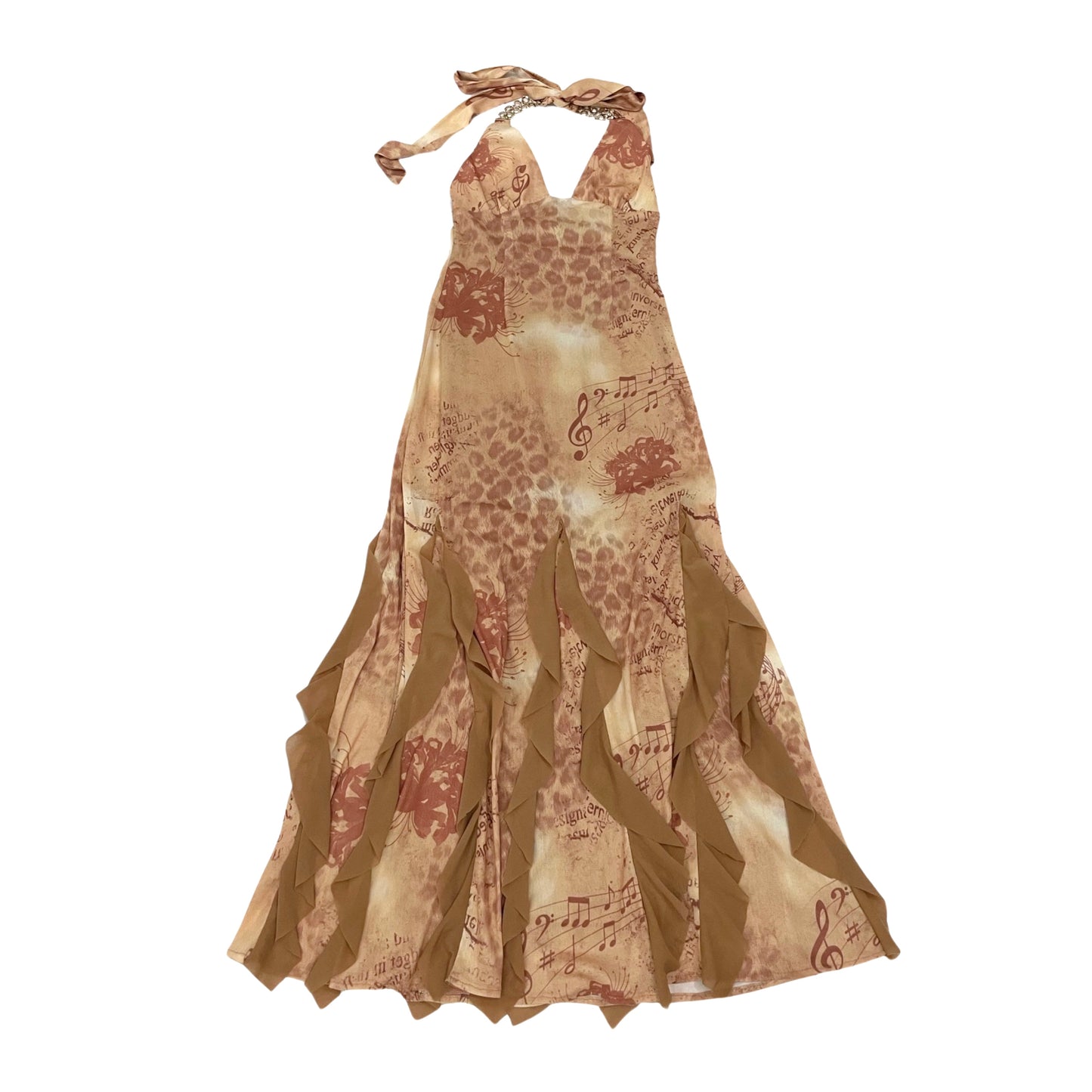 Leopard Print Mesh Halter Maxi Dress