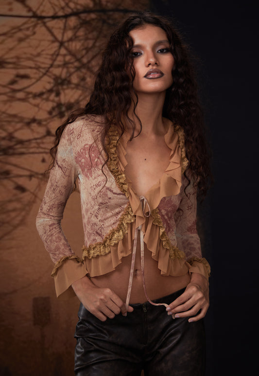 Floral Leopard Print Mesh Cardigan