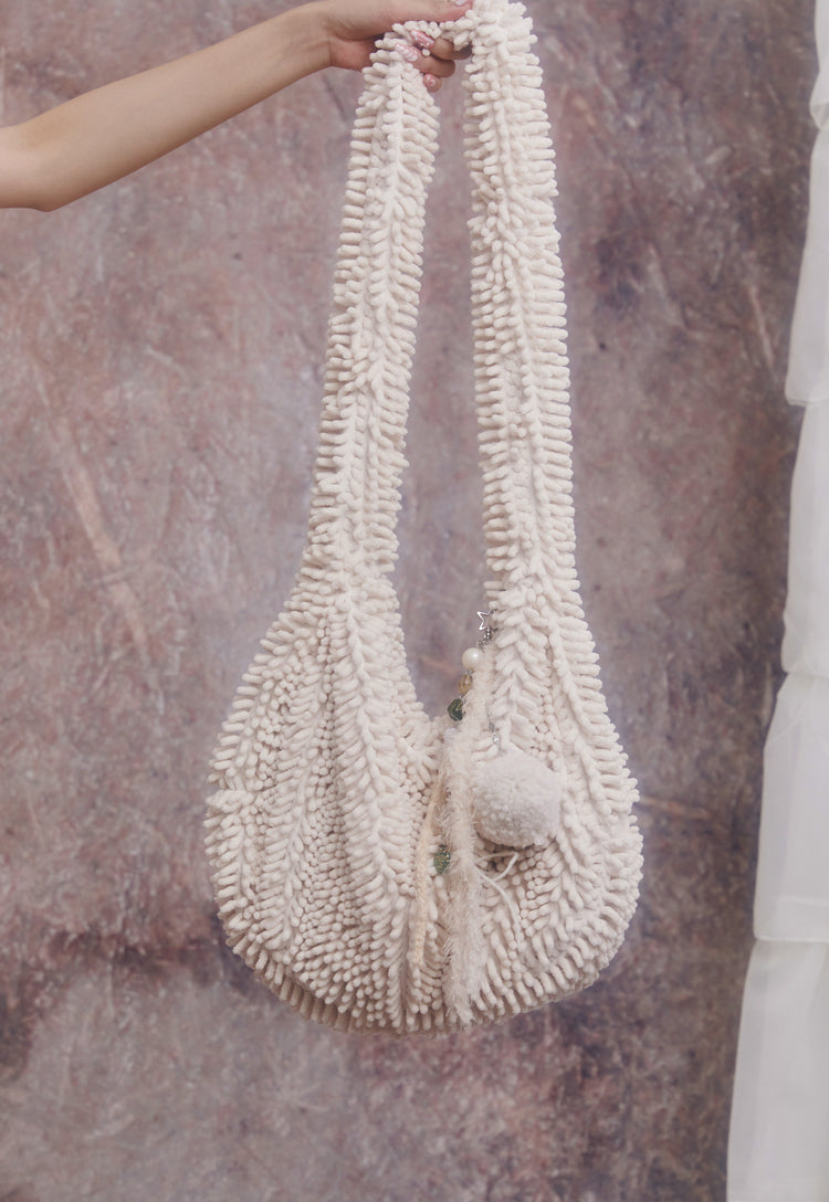 Beige Rug Shaggy Crossbody Bag
