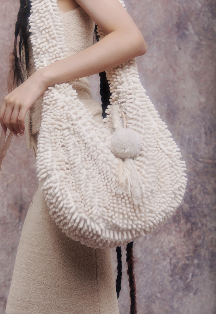 Beige Rug Shaggy Crossbody Bag
