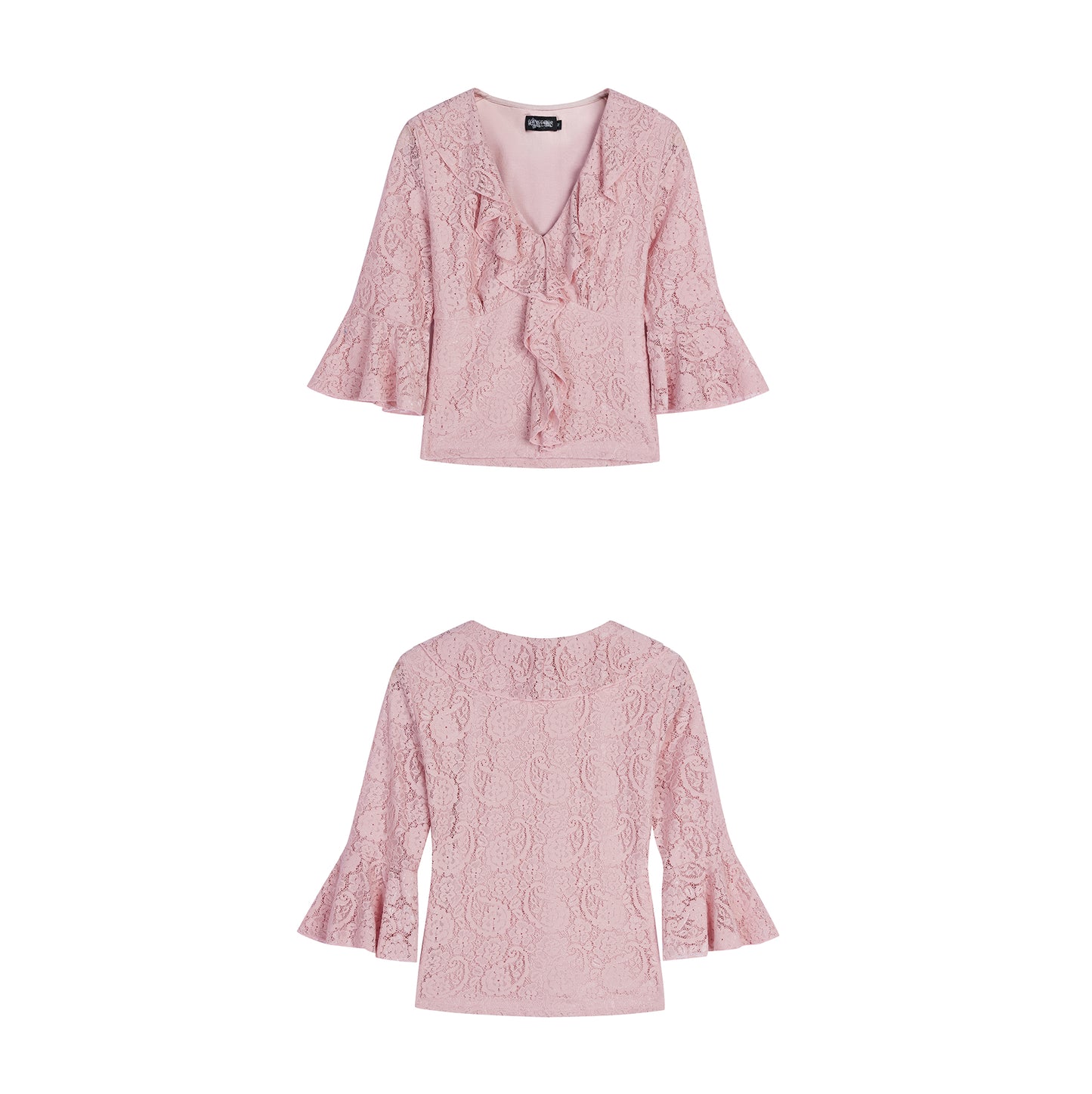 PINK LACE RUFFLE COLLAR TOP & MIRCO MINI SKORT