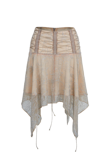 Glittery Tank & Lace Up Low Waisted Pixie Skirt