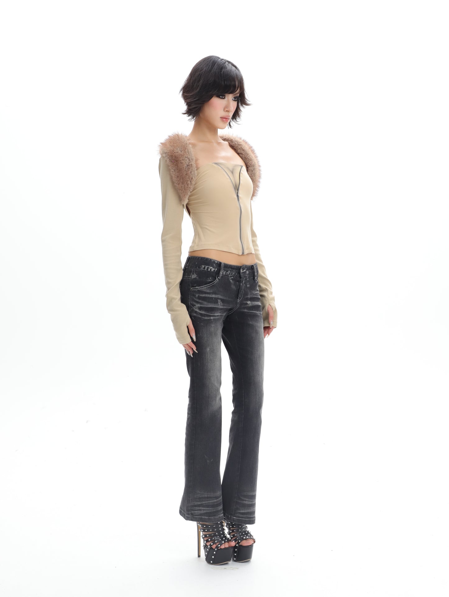 Gia Fur Collar Shrug