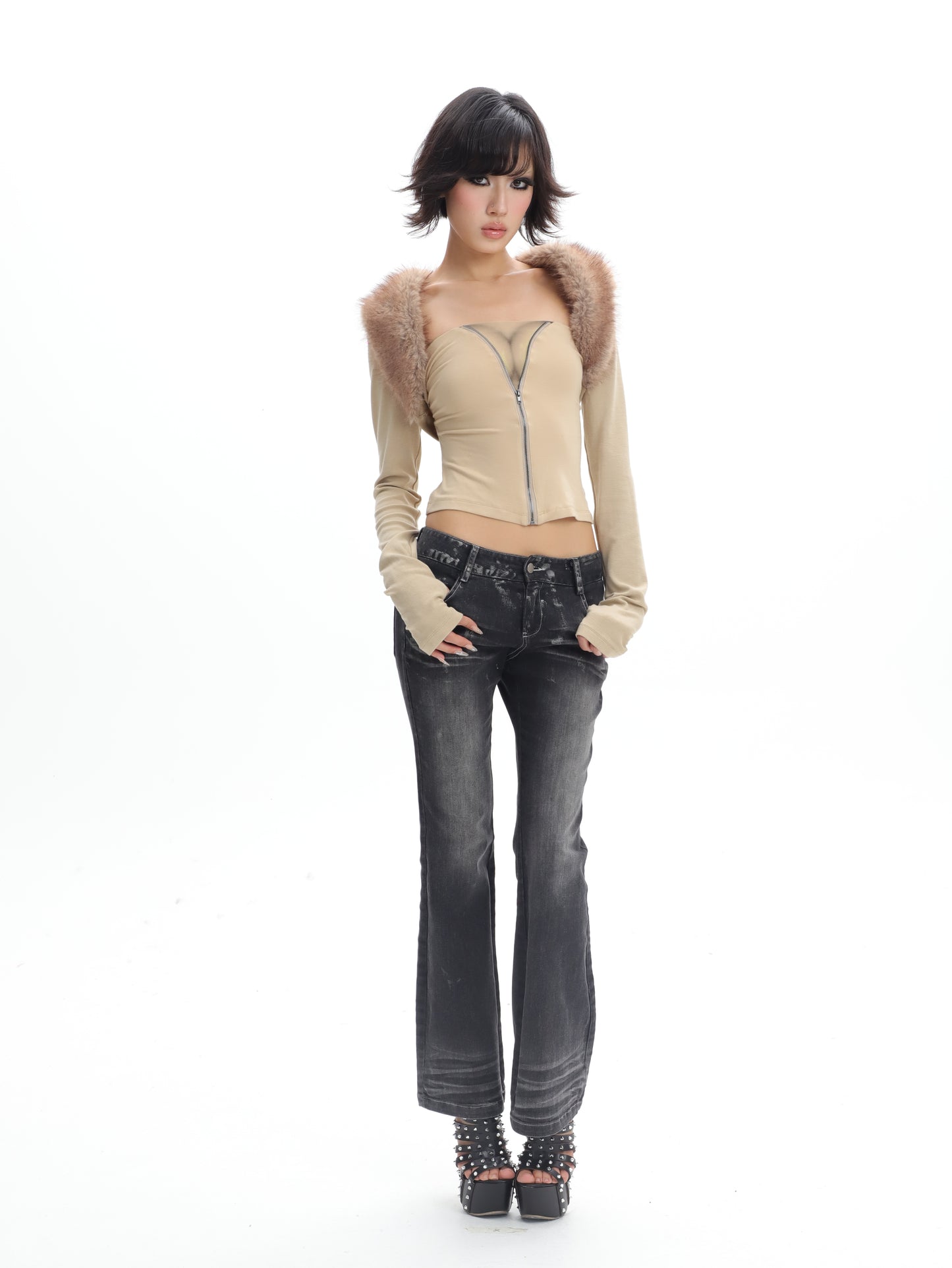 Gia Fur Collar Shrug