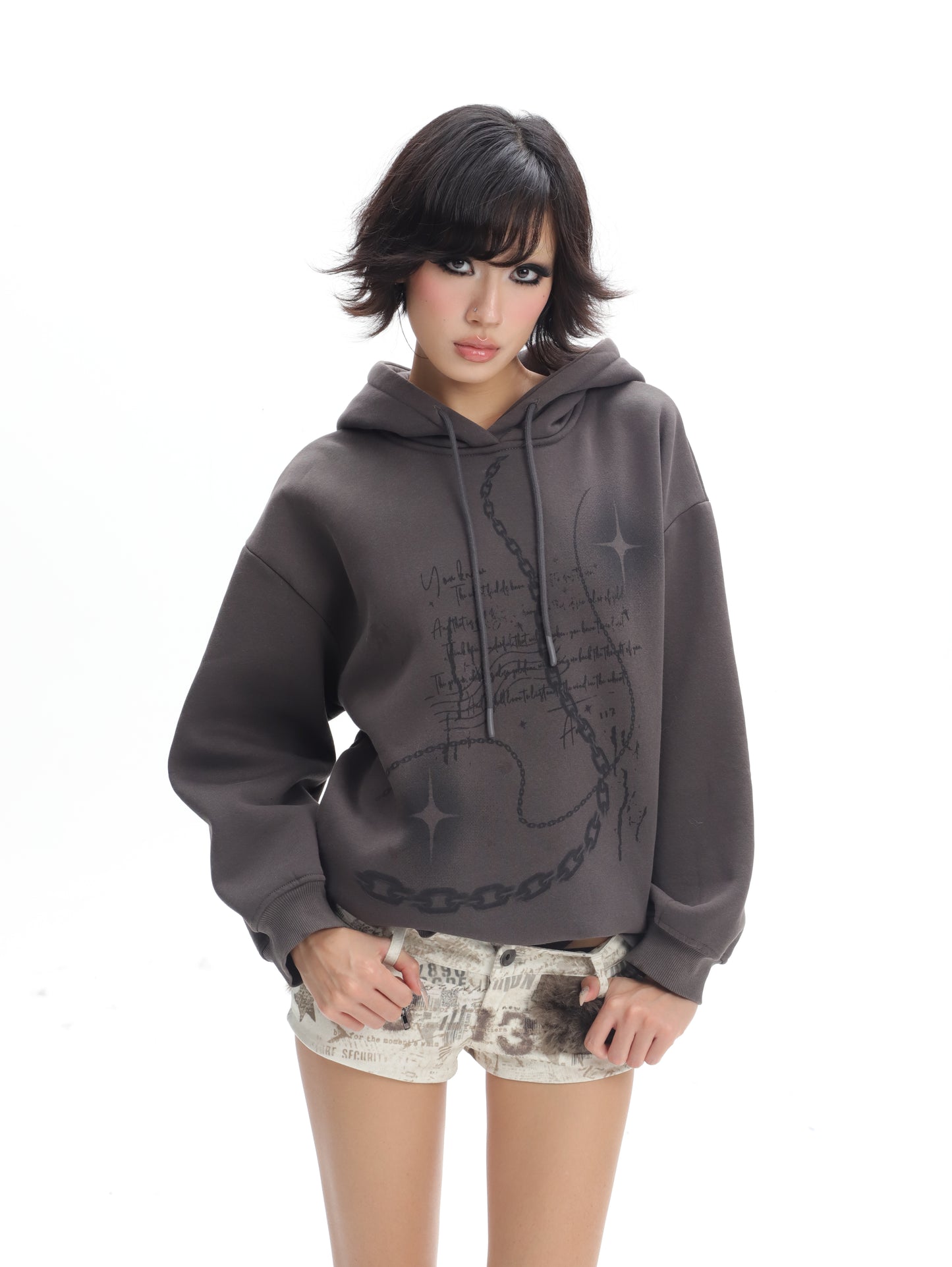 Grey Fleece Lined Oversized Hoodie