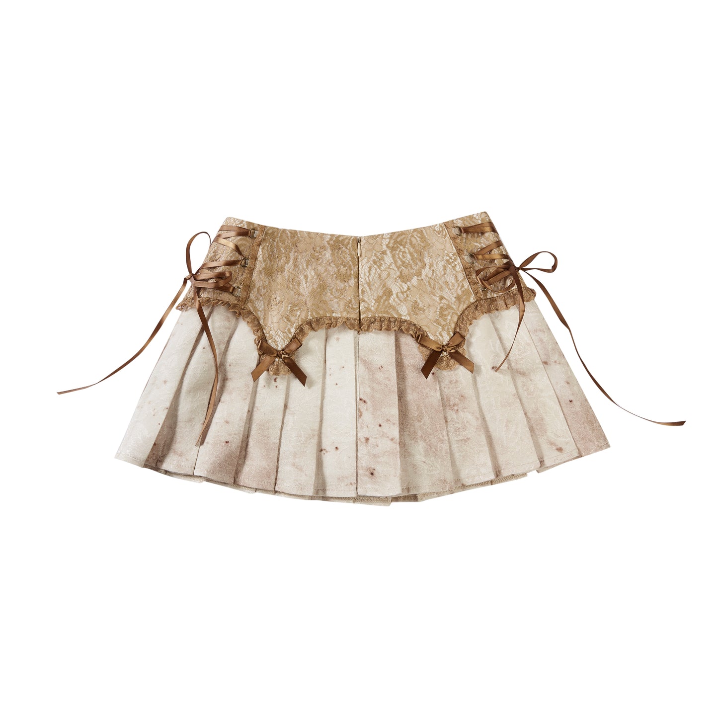 GRUNGY LACE PATCHWORK MINI PLEATED SKORT