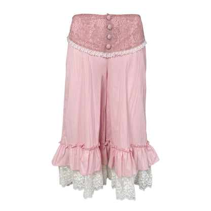 PINK LACE PATCHWORK PANTS