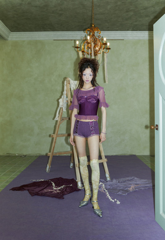 Purple Lace Bustier Top