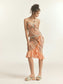 ORANGE RUFFLE FLORAL PATTERN CAMI TOP & SKIRT