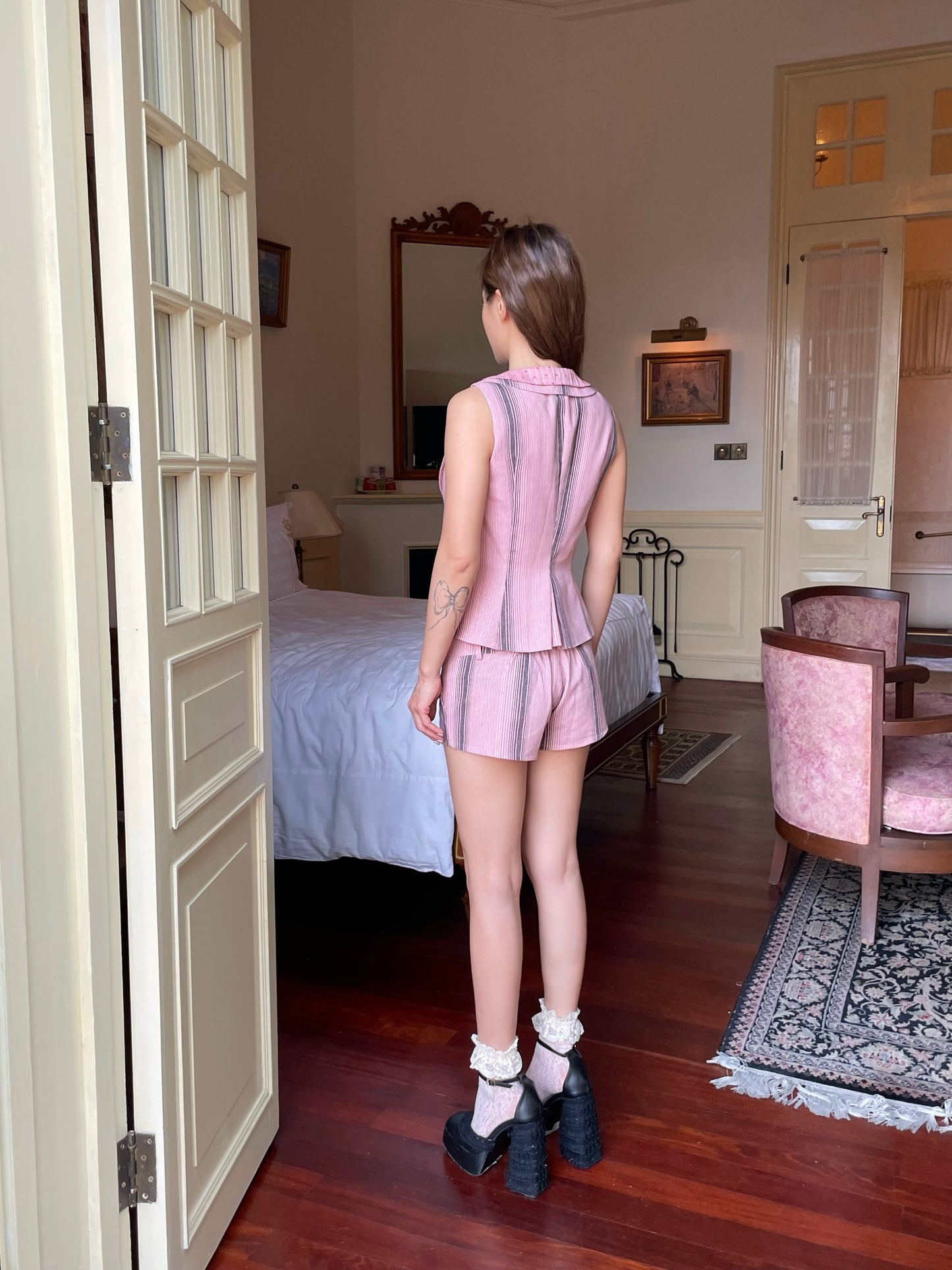 Mélancolie Pink Vest & Micro Shorts