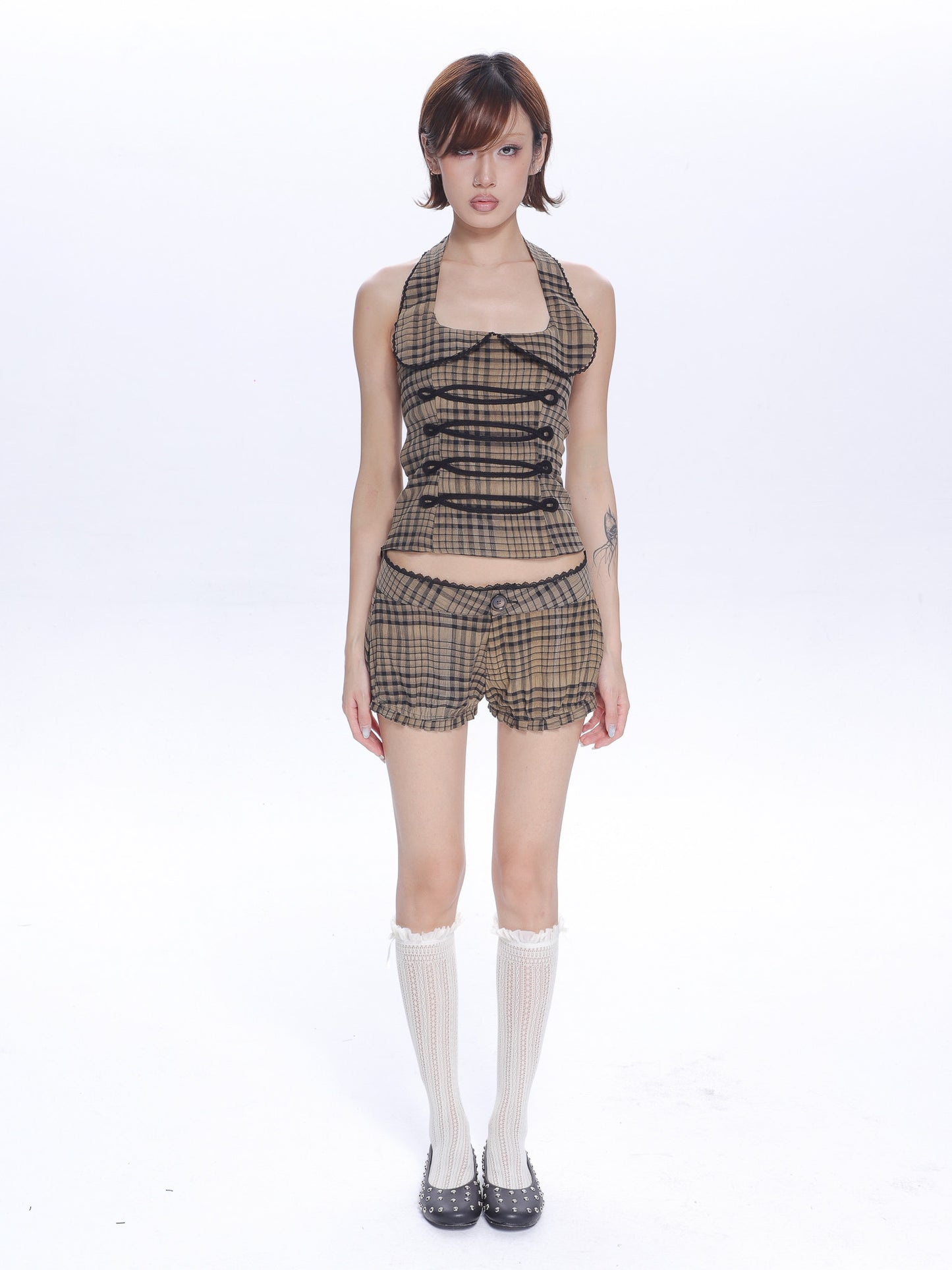Vivienne Plaid Top & Micro Shorts