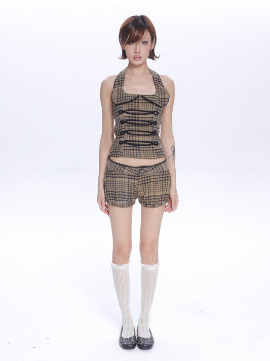 Vivienne Plaid Top & Micro Shorts