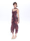 Mesh Floral Brooch Cami Dress & Scarf