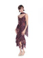 Mesh Floral Brooch Cami Dress & Scarf
