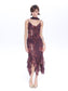Mesh Floral Brooch Cami Dress & Scarf