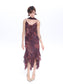 Mesh Floral Brooch Cami Dress & Scarf