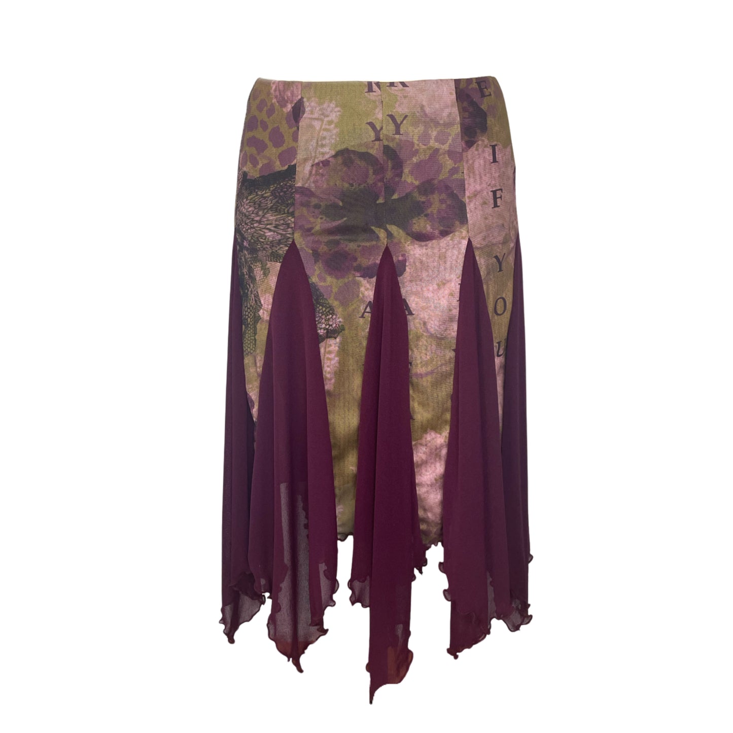 FLORAL PATTERNED MESH MIDI SKIRT