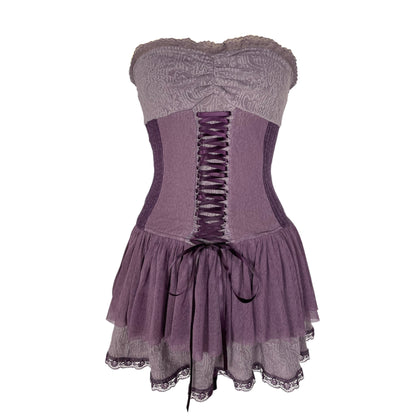 PURPLE RIBON TUBE DRESS