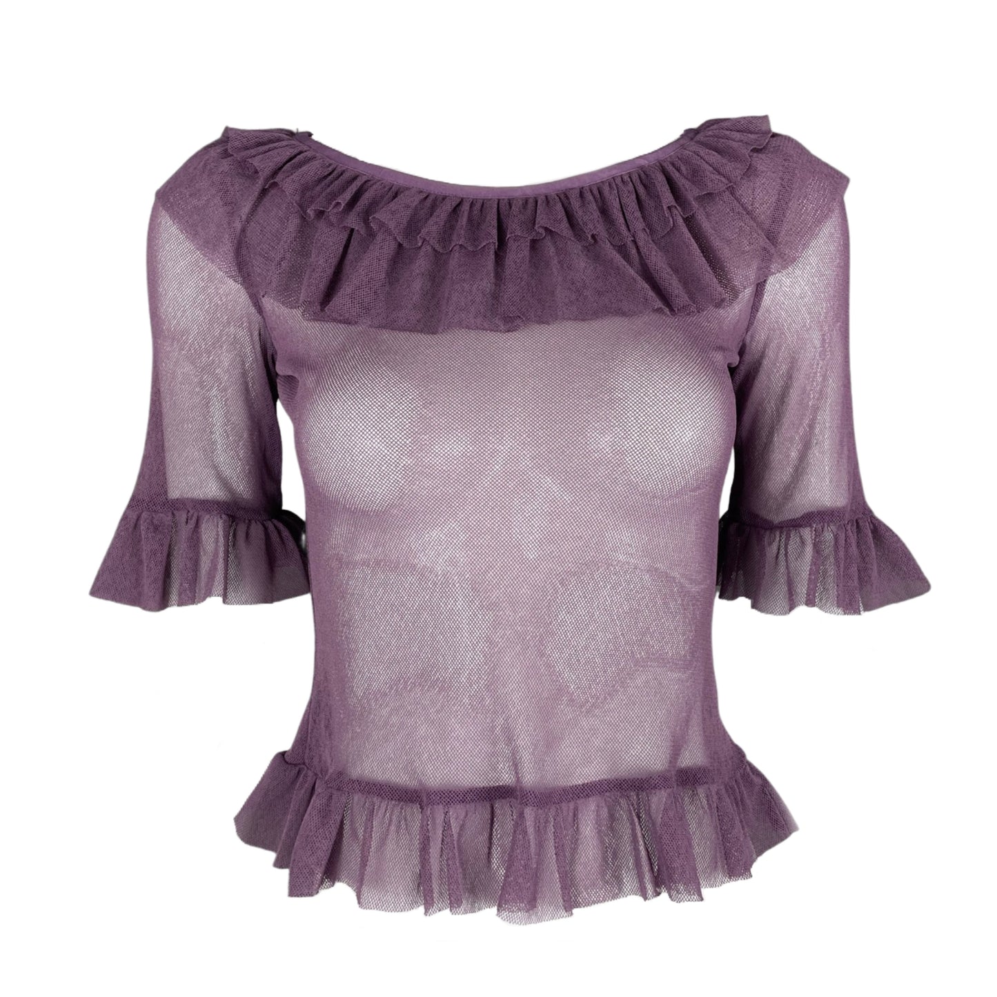 PURPLE FLOUNCE MESH TOP