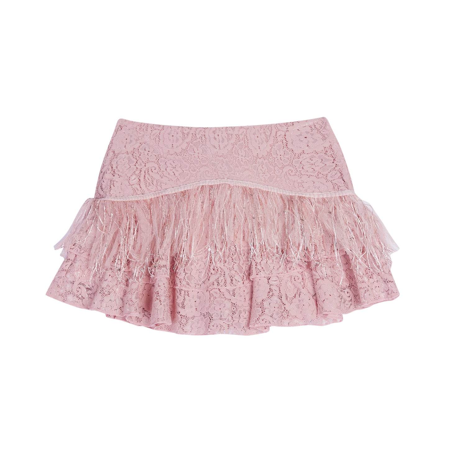 PINK LACE RUFFLE COLLAR TOP & MIRCO MINI SKORT