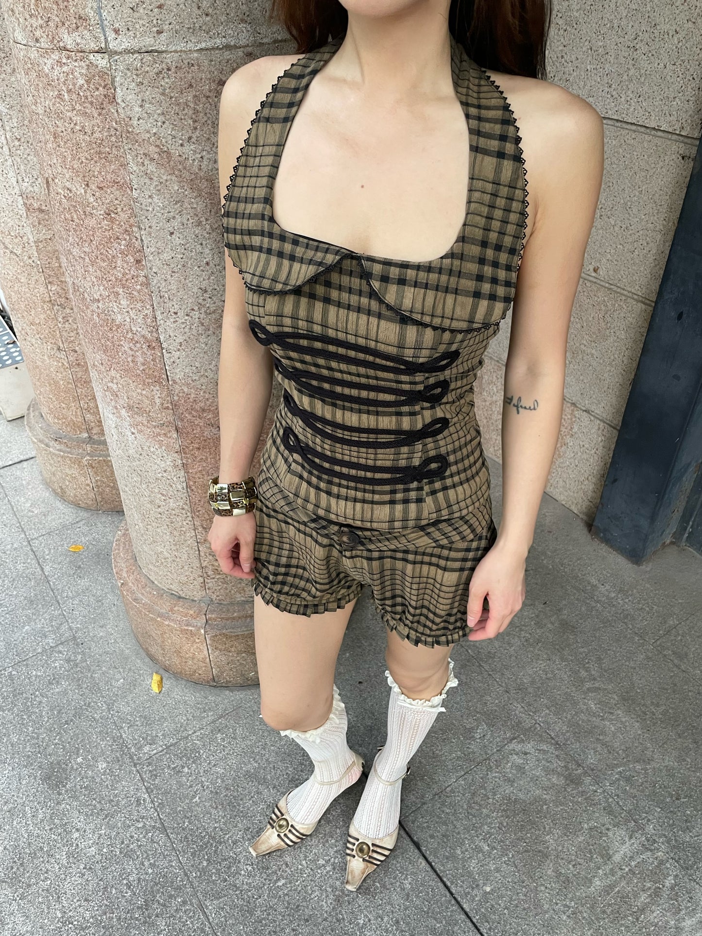 Vivienne Plaid Top & Micro Shorts
