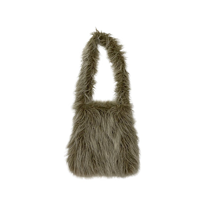 GRADIENT BROWN FAUX FUR SHOULDER BAG