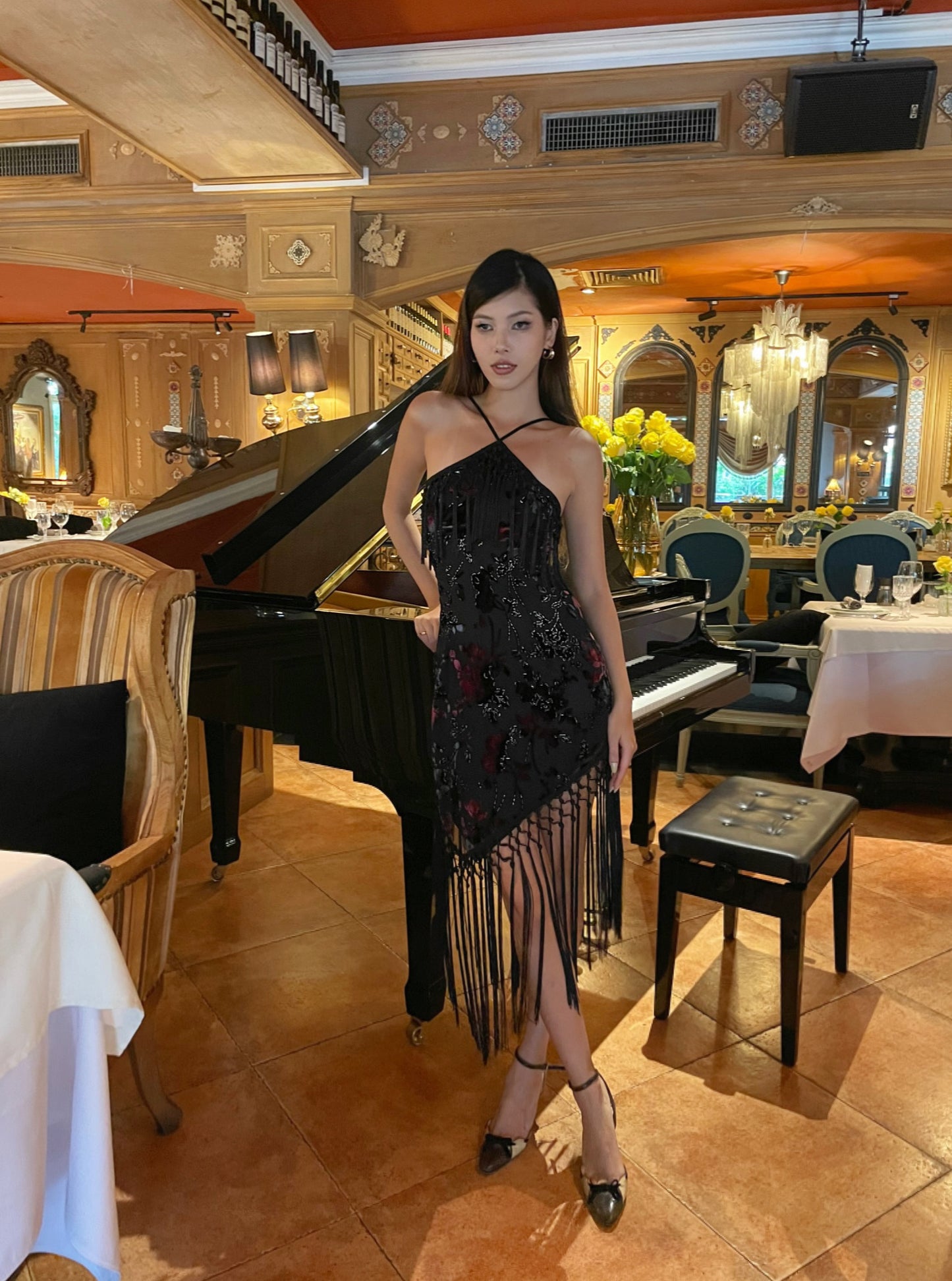 Valencia Floral Fringe Dress