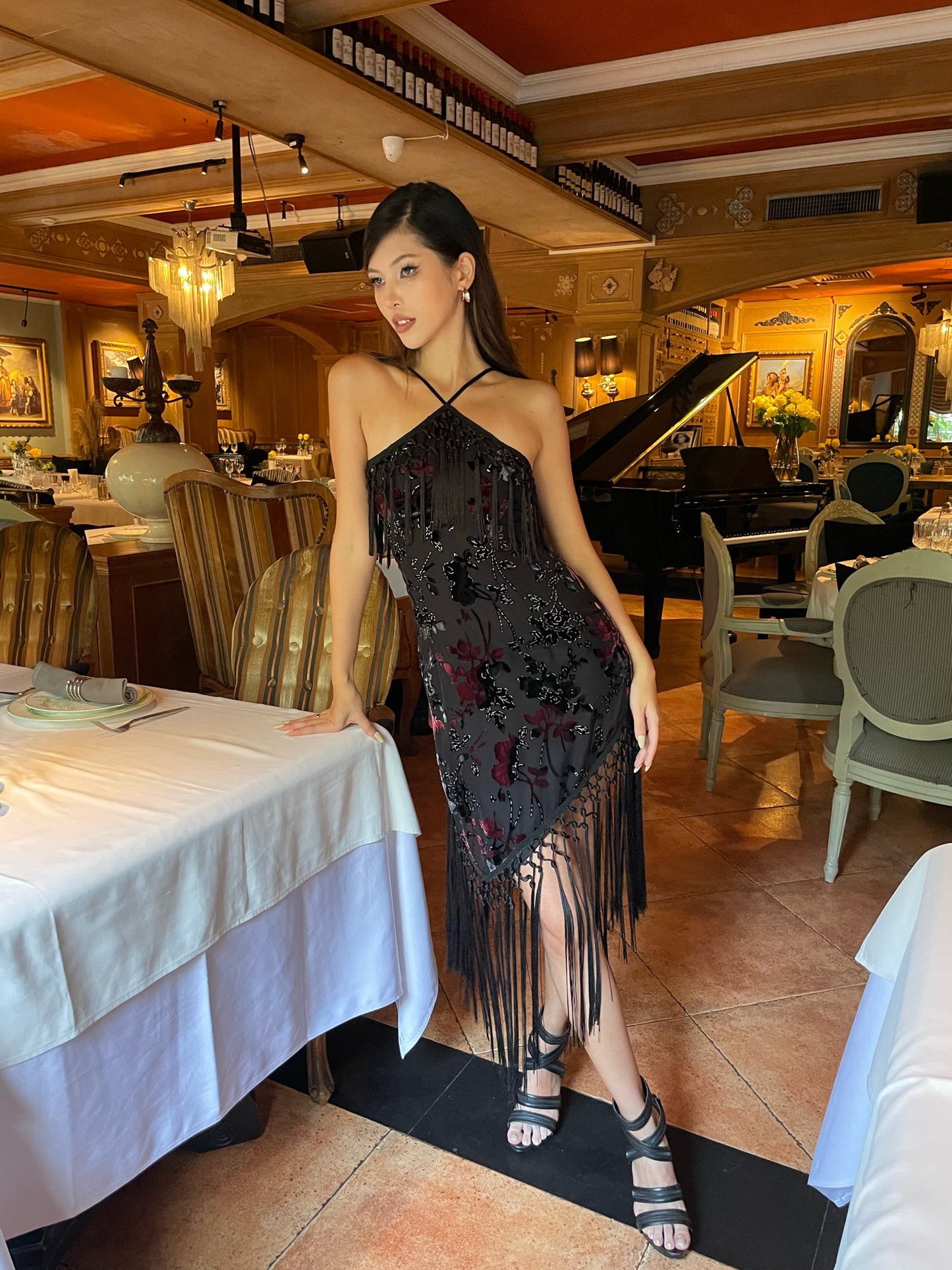 Valencia Floral Fringe Dress