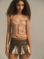 BROWN  METALLIC PATCHWORK LOW WAISTED MICRO MINI SKORT