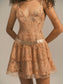 NUDE PINK LACE FLOUNCE CAMI DRESS