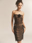 BLACK SEQUIN FISHNET LACE UP TUBE TOP & SKIRT