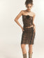 BLACK SEQUIN FISHNET LACE UP TUBE TOP & SKIRT