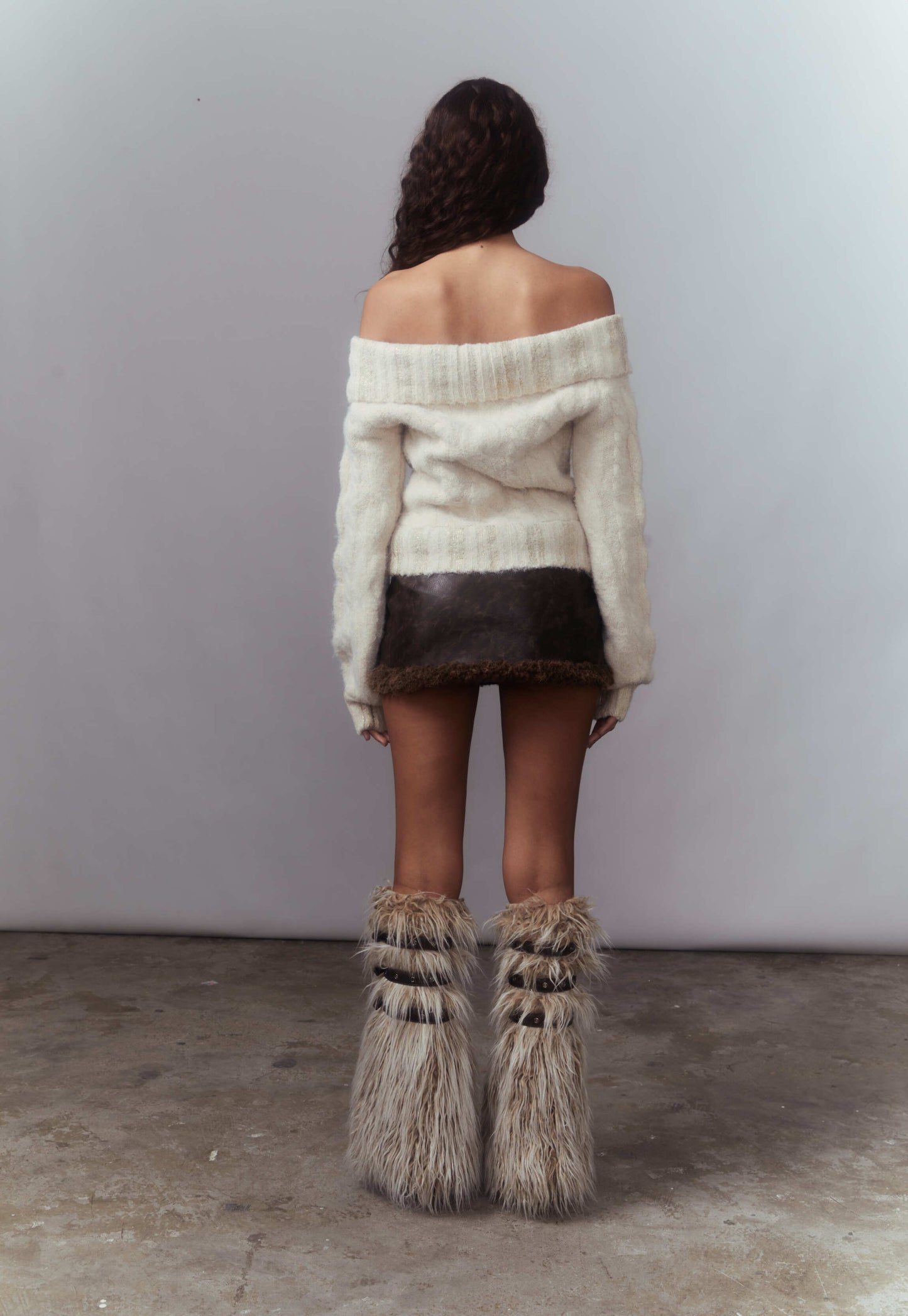 FUR TRIM FAUX LEATHER MICRO MINI SKORT