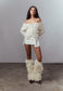 BEIGE LACE FAUX FUR LEG WARMERS