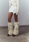 BEIGE LACE FAUX FUR LEG WARMERS