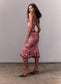 PINK FLORAL PRINT MESH CAMI & SCARF + MERMAID SKIRT